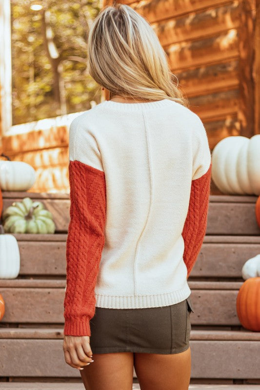 Colorblock Patch Pocket Drop Shoulder Sweater
