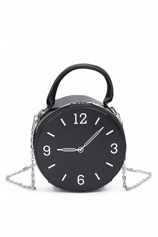 Top Handle Clock Novelty Crossbody Clutch Bag
