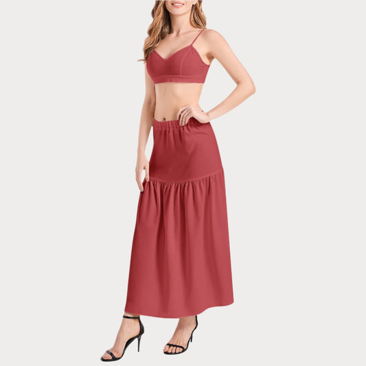 Brooklyn Republic™ Cranberry Rouge Bralette Top and High Slit Thigh Skirt