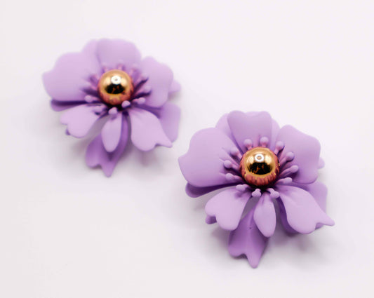 Purple Petal Glisten Earrings – Luxury Purple Floral Statement Earring