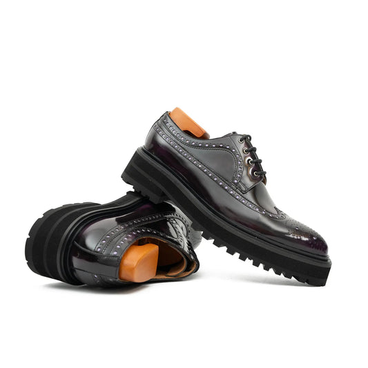 Handmade Chunky - sole Brogue Shoes Purple