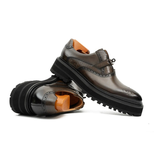 Men's Brogue Detail Leather Loafers