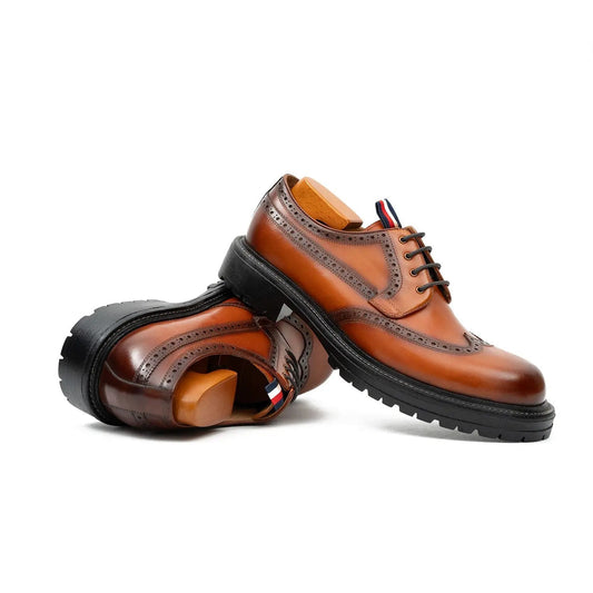 Premium Men's Classic Derby Brogue Shoes Brwon