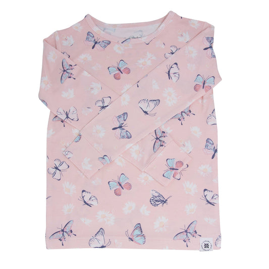 Pink Butterfly Daisy Bamboo Big Kid Pajama Set