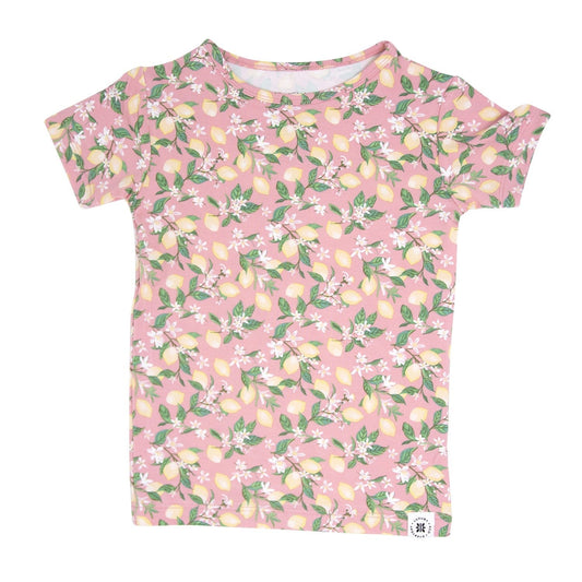 Pink Lemon Floral Print Summer Pajama Set