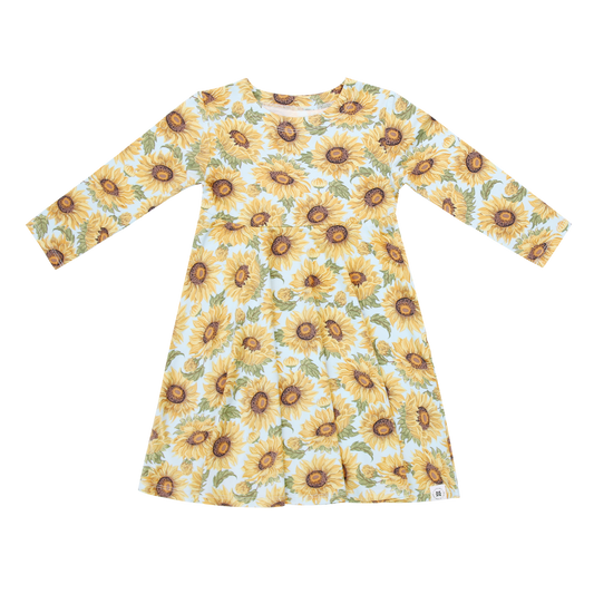 Vestido de niña con remolinos de girasol de Sammy