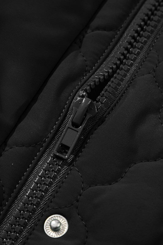 Floral Quilted Zip-Up Snap Button Vest