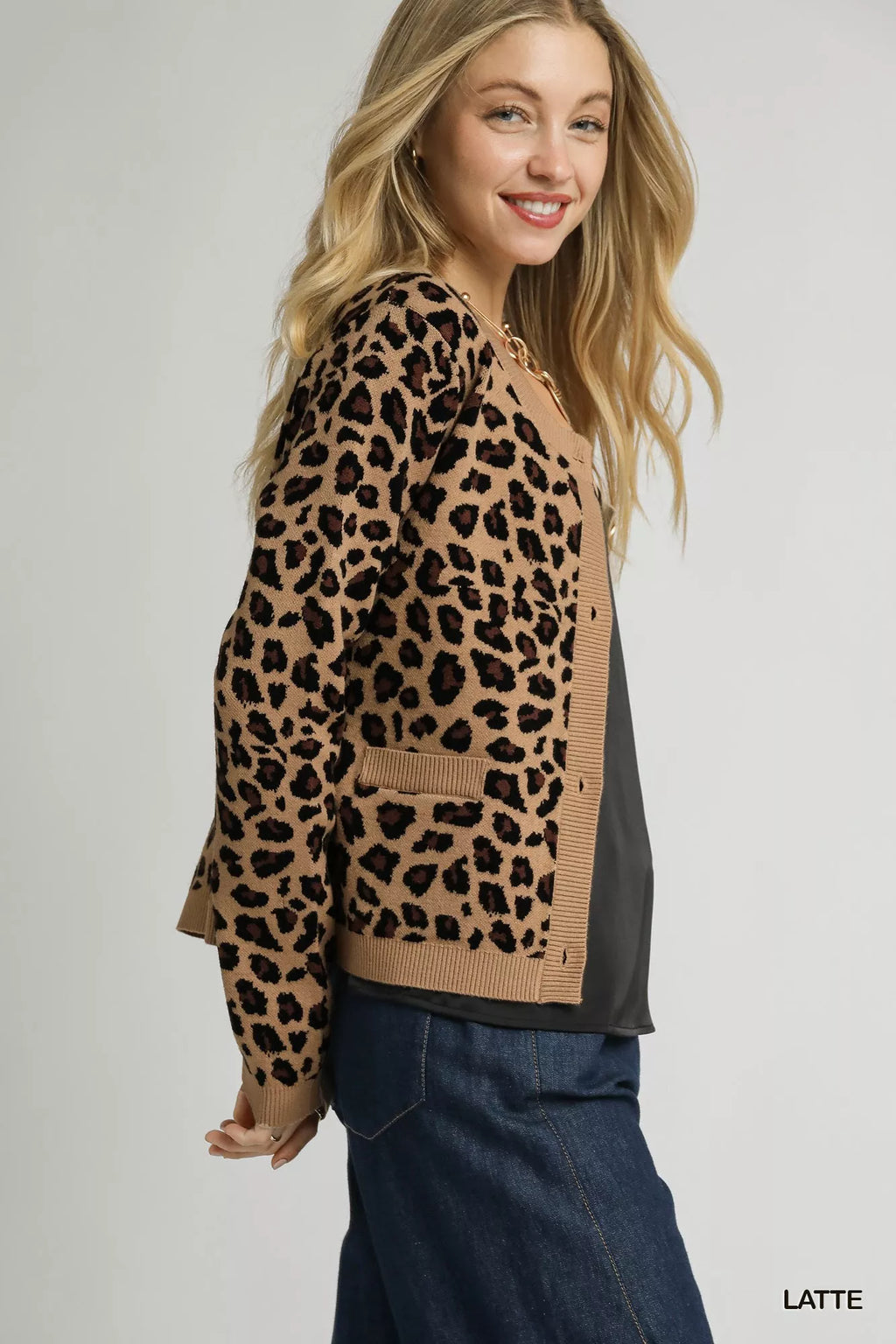 Umgee Leopard Print Button-Down Cardigan