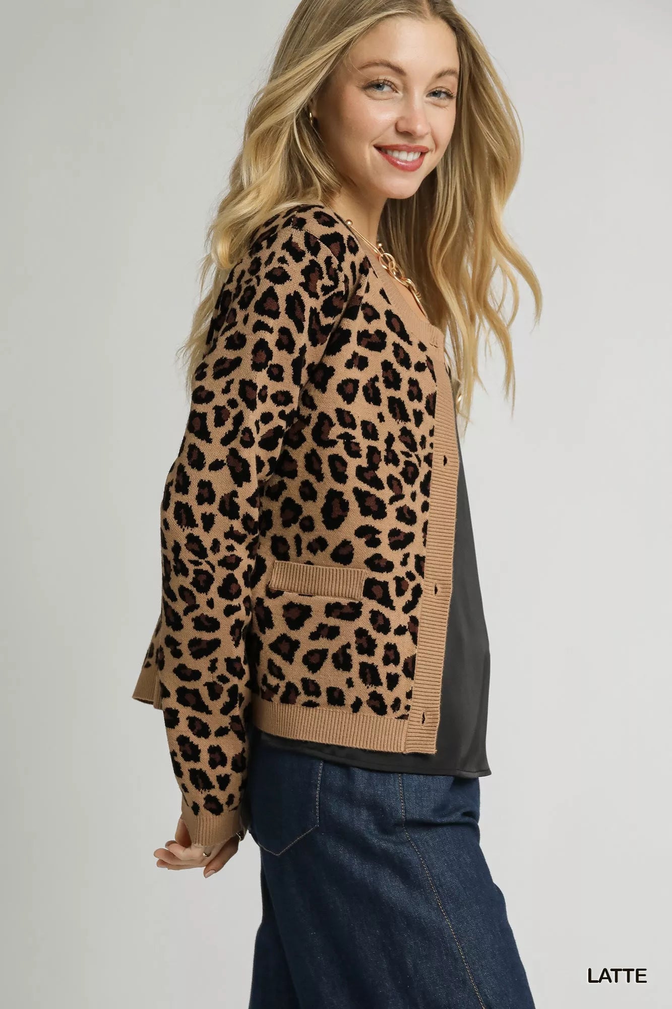 Umgee Leopard Print Button-Down Cardigan
