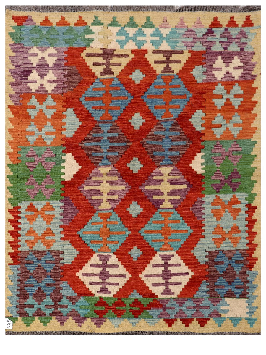 Alfombra Kilim Maimana Afganistán - 193 x 147 cm