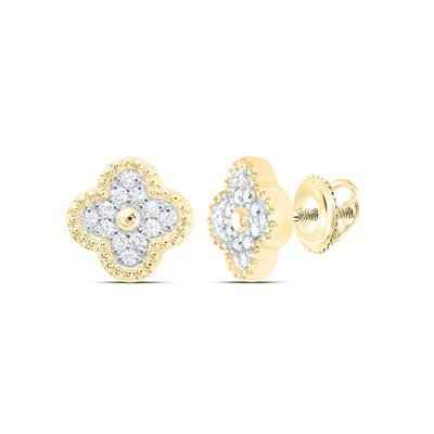 10K GOLD 1/6CTW-NAT DIA CN GIFT CLOVER EARRING