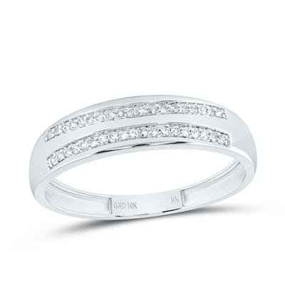 10K WG 1/2CTW-NATURAL DIAMOND SQUARE TRIO SET - HIS & HER WEDDING RING SET