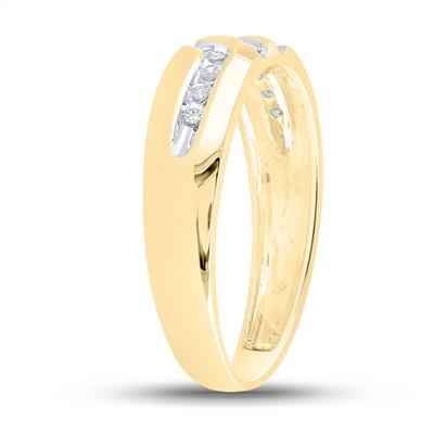 10k Yellow Gold Round Men's Diamond Wedding Band Ring 1/8 Cttw