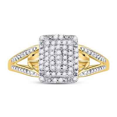 10k Yellow Gold Round Natural Diamond Cluster Ring 1/6 Cttw
