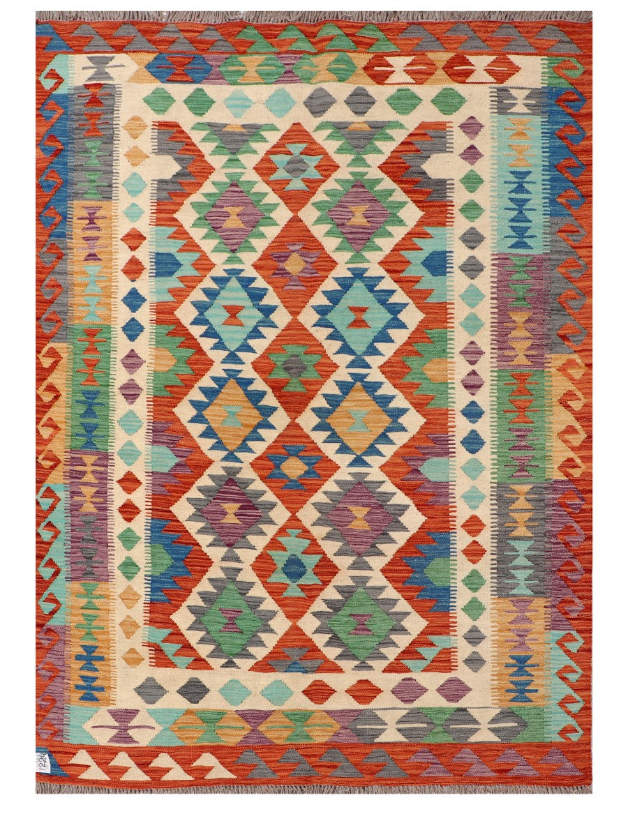 Alfombra Kilim Maimana Afganistán - 211 x 150 cm