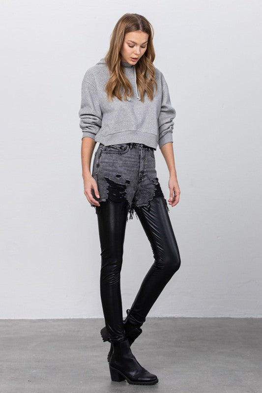 Insane Gene High Rise Pleather Combo Denim Jeans