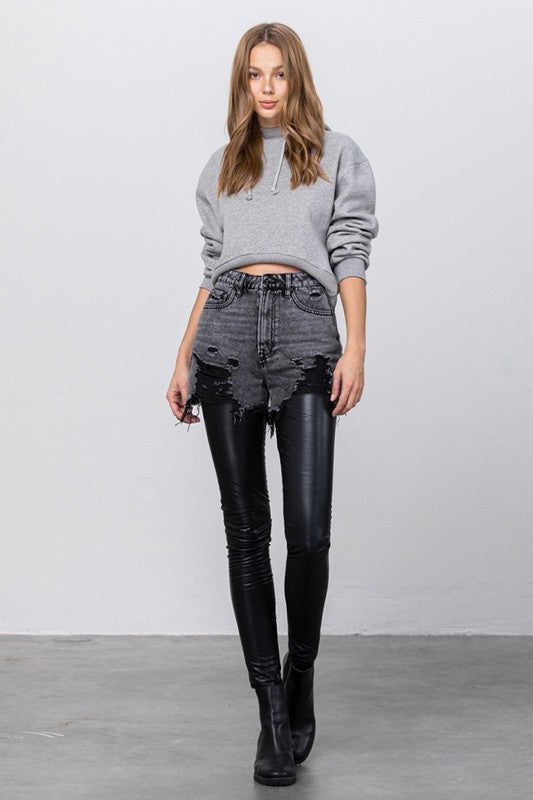 Insane Gene High Rise Pleather Combo Denim Jeans