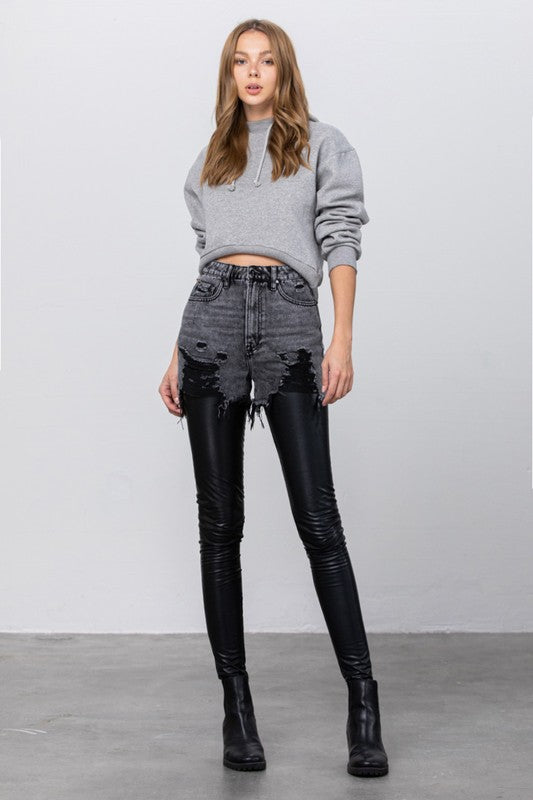 Insane Gene High Rise Pleather Combo Denim Jeans