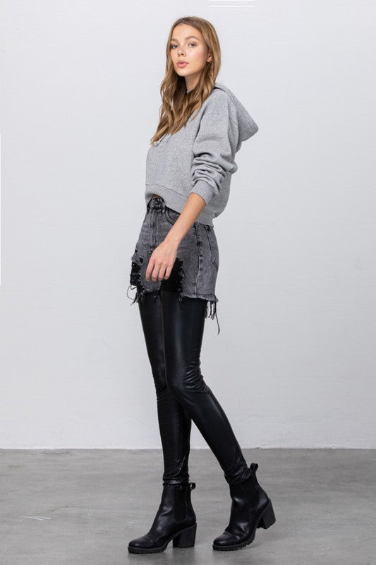 Insane Gene High Rise Pleather Combo Denim Jeans