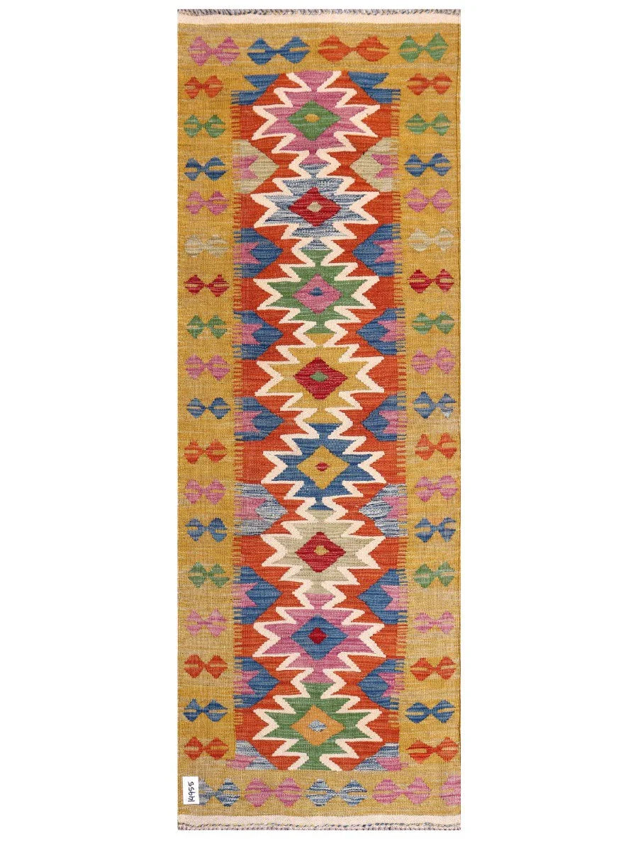 Alfombra Kilim Maimana Afganistán - 198 x 70 cm