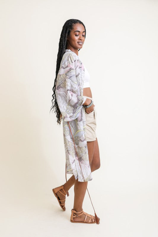Leto Accessories |Ikebana Kimono W/ Suede Tie Belt