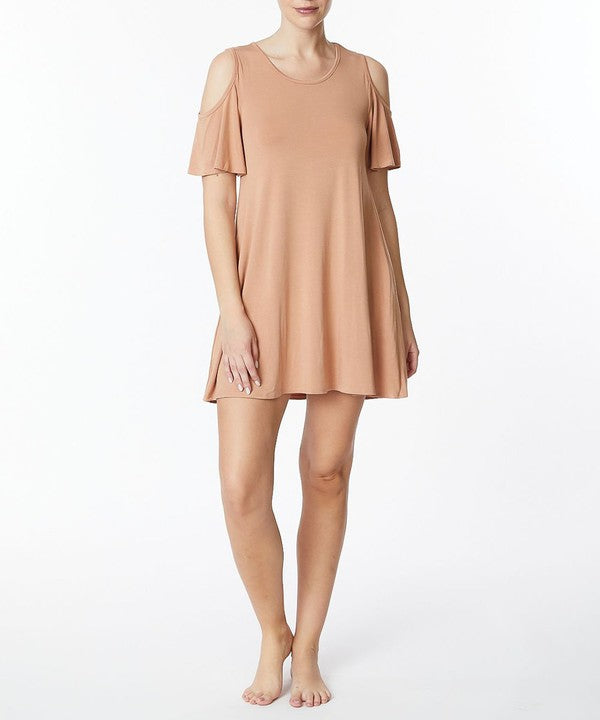 Fabina Bamboo Cold Shoulder Flare Dress