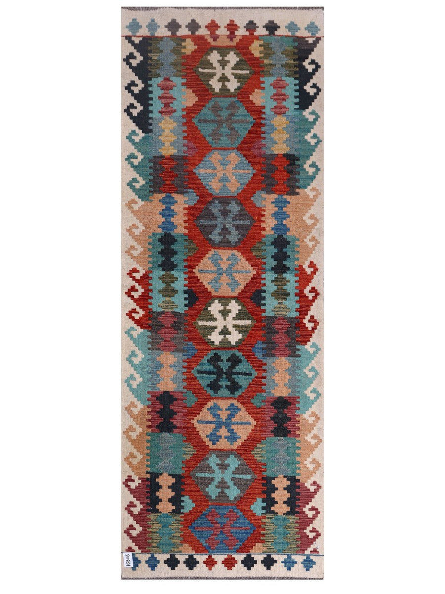 Alfombra Kilim Maimana Afganistán - 243 x 88 cm
