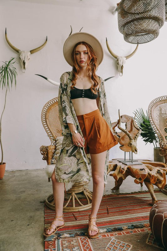 Leto Accessories |Ikebana Kimono W/ Suede Tie Belt