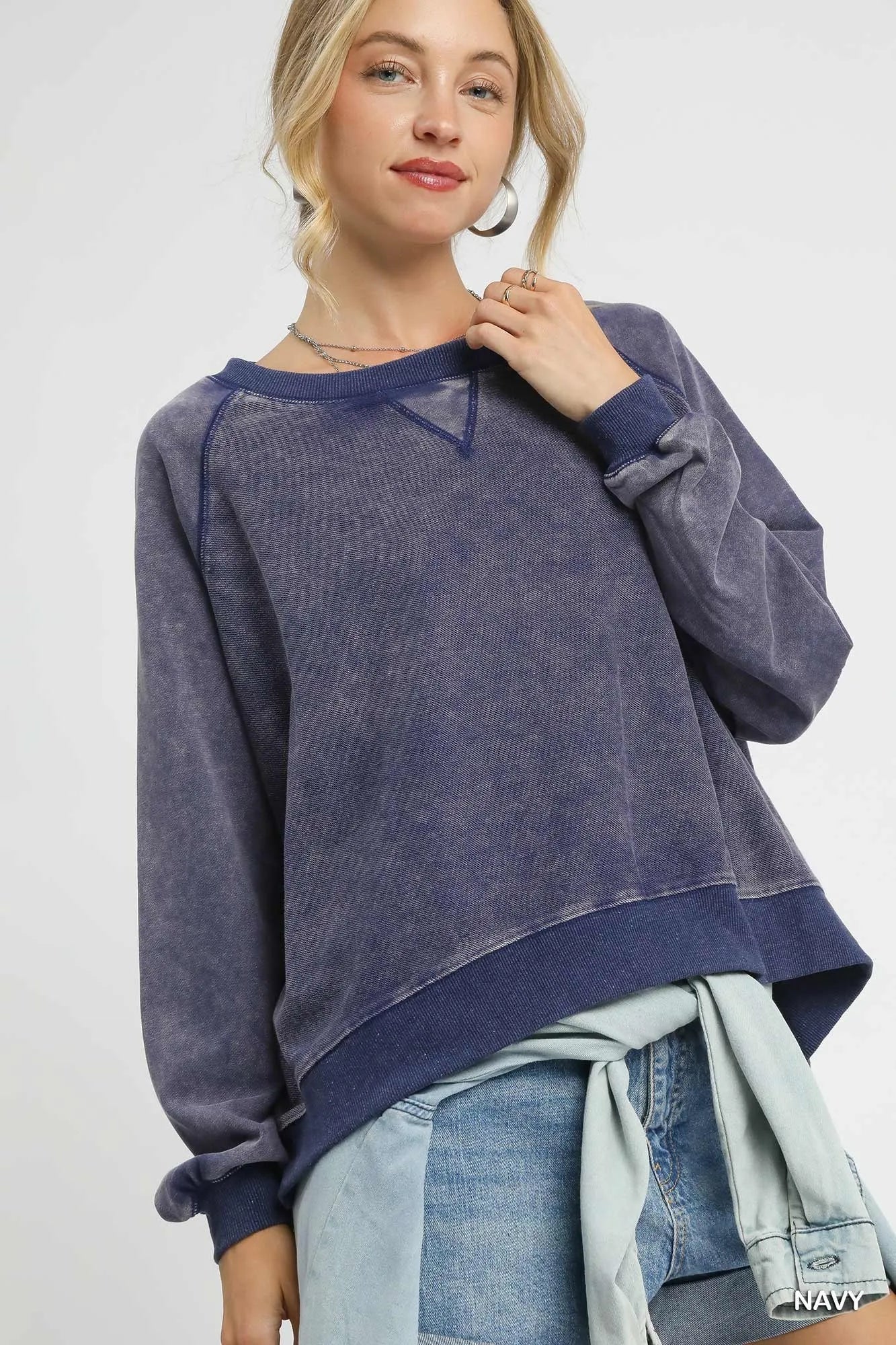 Umgee Mineral Wash French Terry Sweatshirt