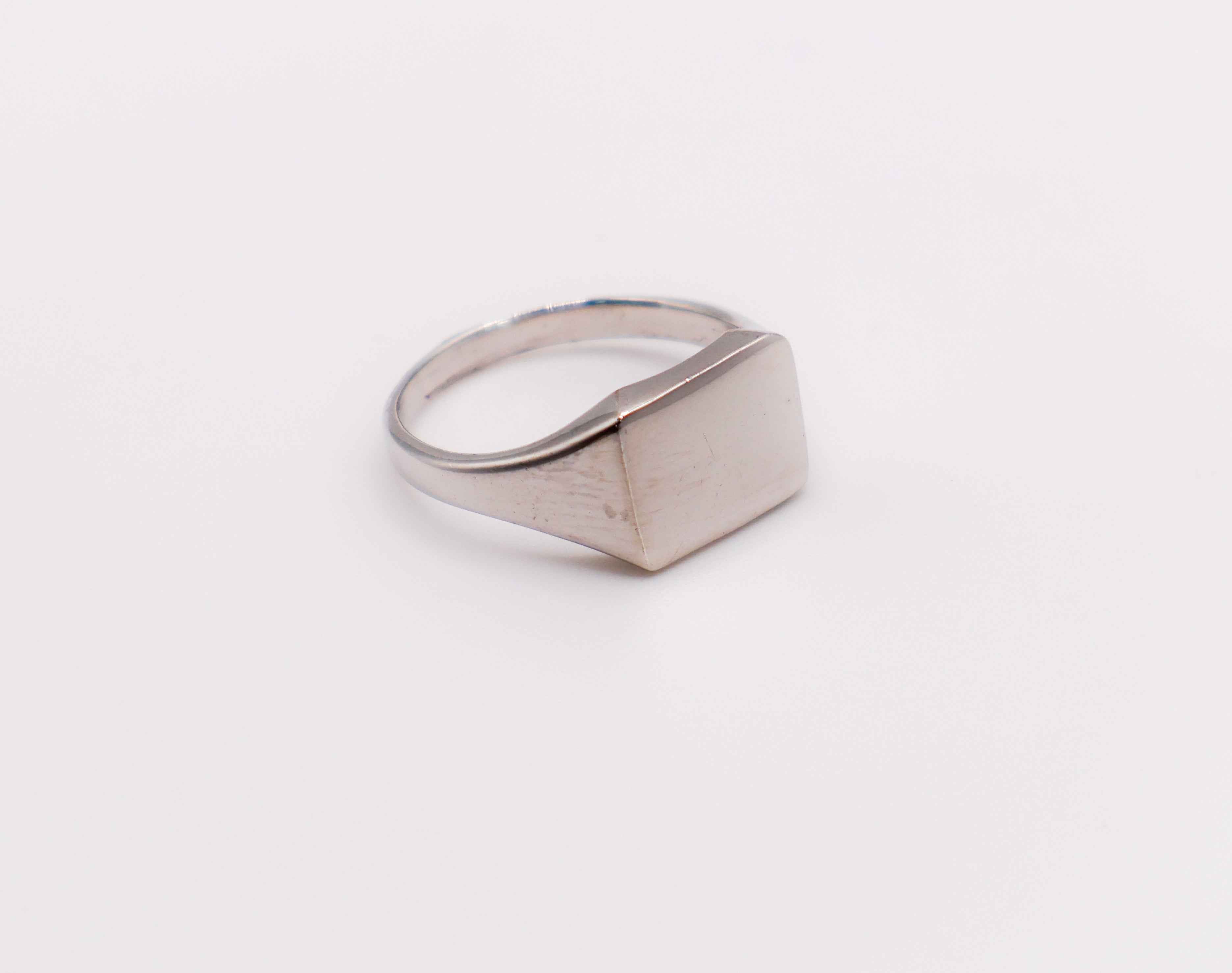 Italian Silver Rectangular Face Ring
