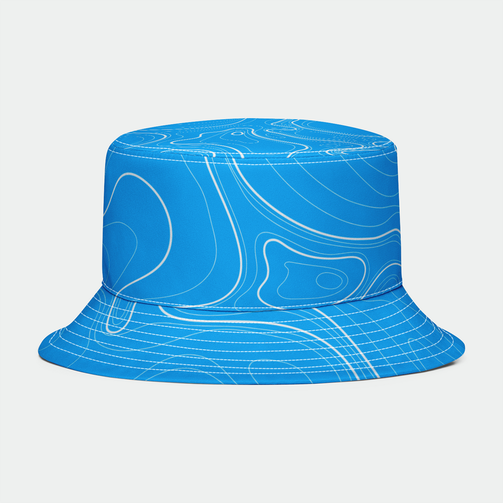 Rad Palm Blue and White Topo Bucket Hat
