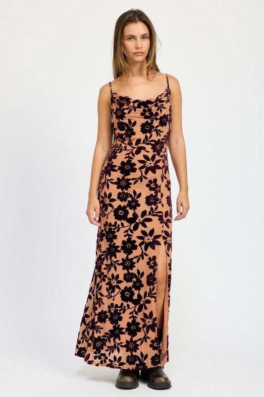 Emory Park Floral Print Cowl Neck Maxi Dress