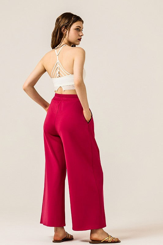 Plus Stretch Yoga Knit Wide Leg Palazzo Pants