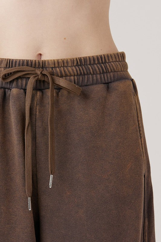 Plus Dolphin Tail Wide Leg Mineral Washed Pants