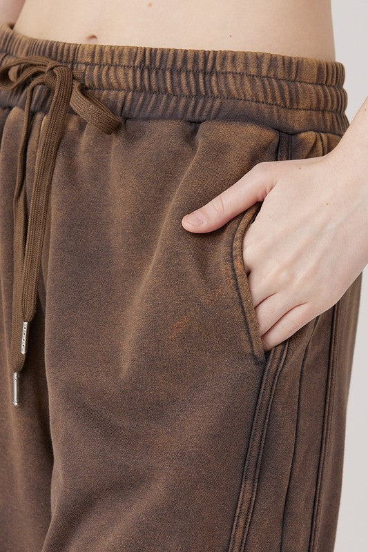 Plus Dolphin Tail Wide Leg Mineral Washed Pants