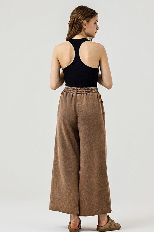 Plus Washed Raw-Edges Outline Pockets Pants