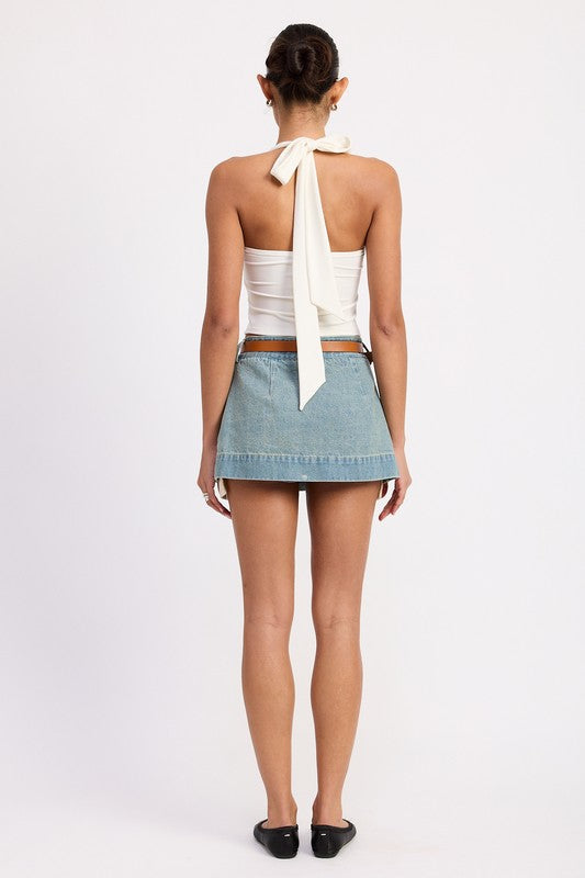 Emory Park Pleated Denim Mini Skirt