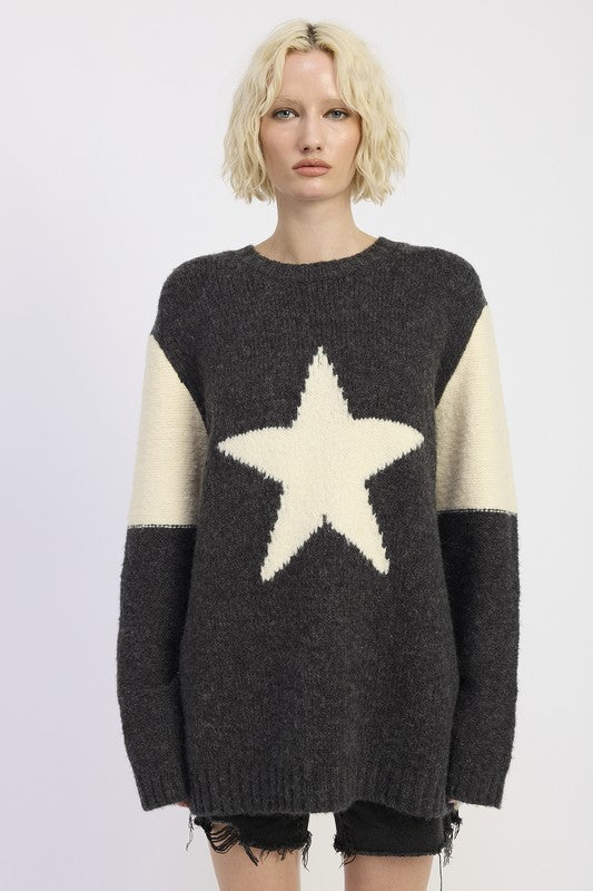 Emory Park Oversized Sweater with Star Print