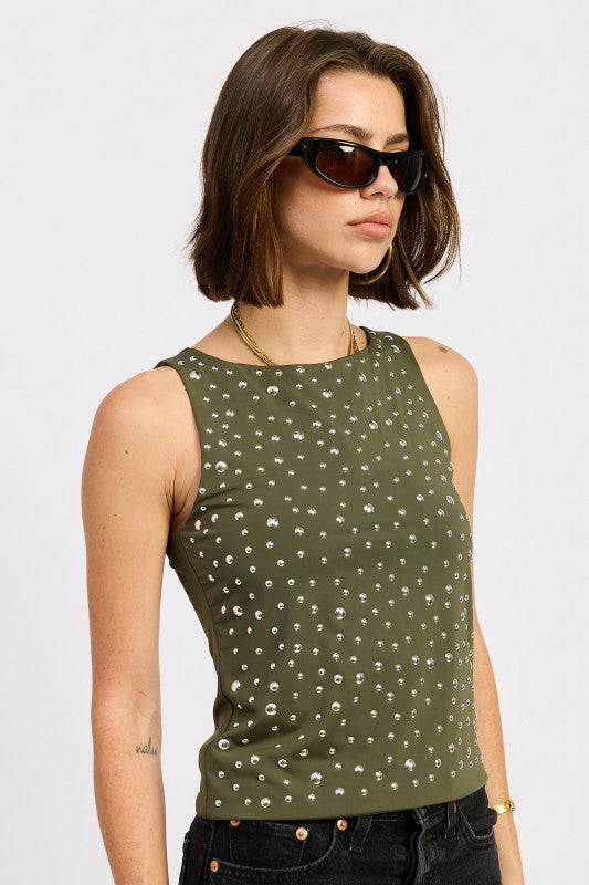 Emory Park Metal Hotfix Knit Tank Top