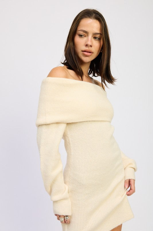 Emory Park Long Sleeve Off Shoulder Mini Knit Dress