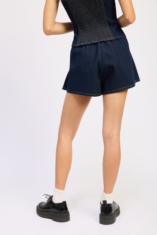 Emory Park Denim Skort with Elastic Waistband