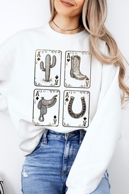 Western Cowgirl Card Graphic Sweatshirt