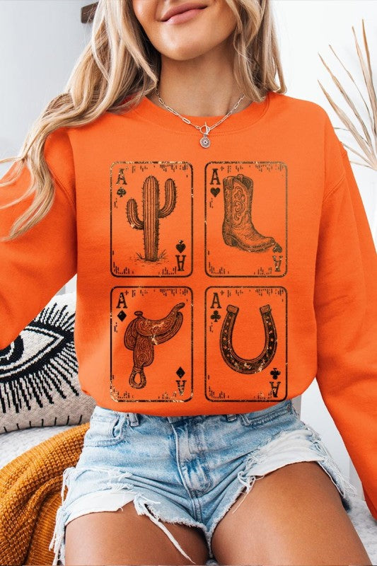 Western Cowgirl Card Graphic Sweatshirt