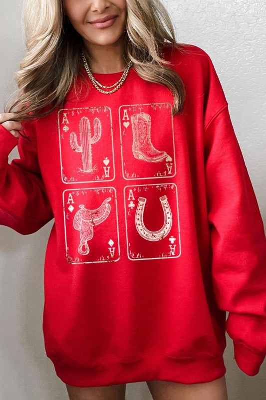 Western Cowgirl Card Graphic Sweatshirt