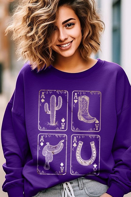 Western Cowgirl Card Graphic Sweatshirt