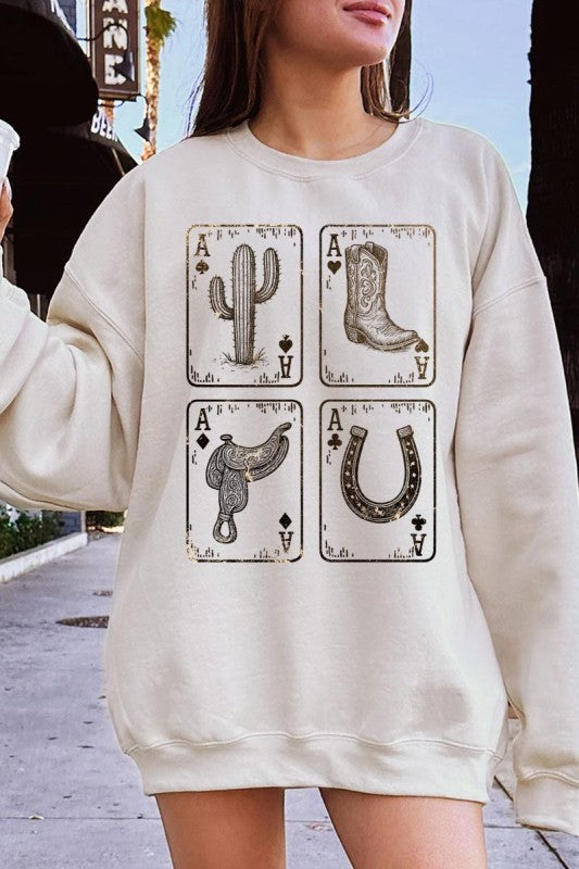 Western Cowgirl Card Graphic Sweatshirt