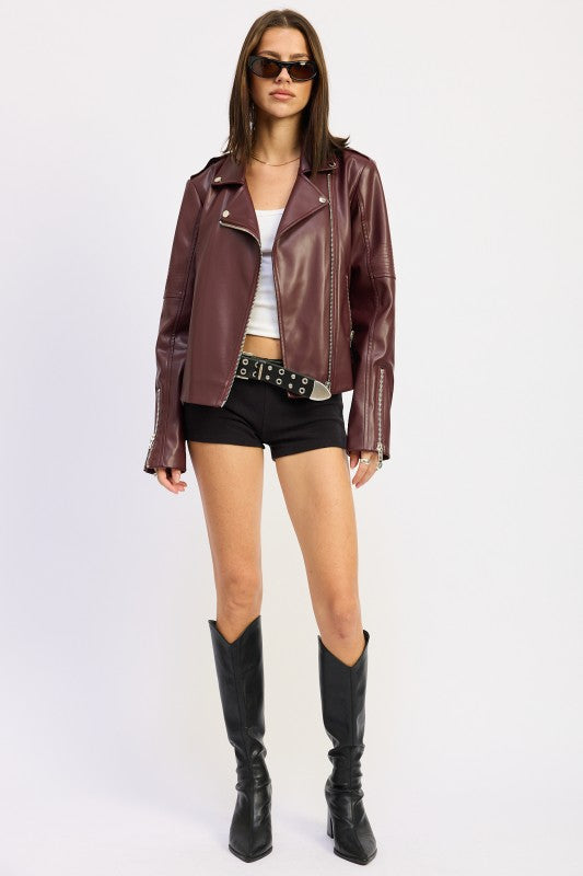 Emory Park Leather Biker Jacket