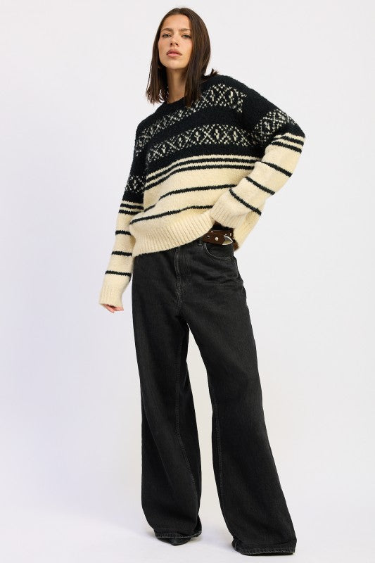 Emory Park Fair Isle Striped Oversize Sweater