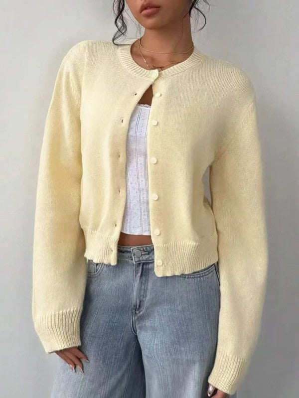 Miss Sparkling |Button-Down Cardigan in Yellow