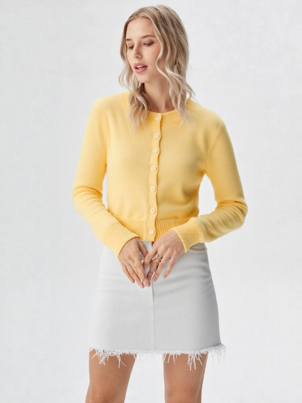 Miss Sparkling |Button-Down Cardigan in Yellow